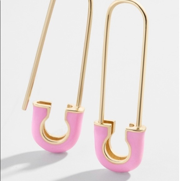 Tapas Enamel Safety Pin Fashion Earrings 14K - Picture 2 of 4